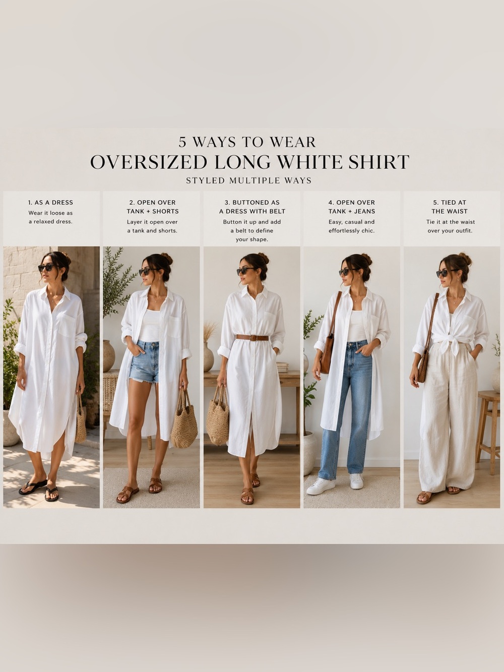 H&M White Cotton Oversized Long Sleeved Button-Up Shirt Dress Duster Size Small